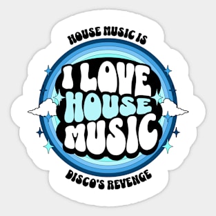 HOUSE MUSIC  - I Love Rainbow Circle (black/blue) Sticker